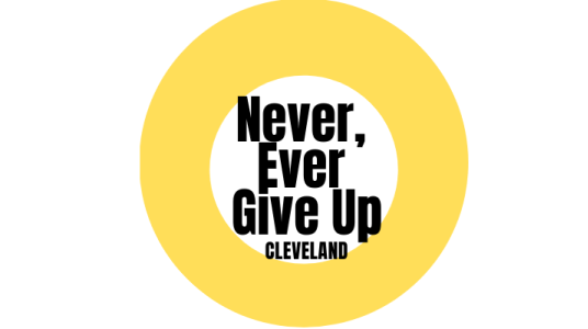 never ever give up logo
